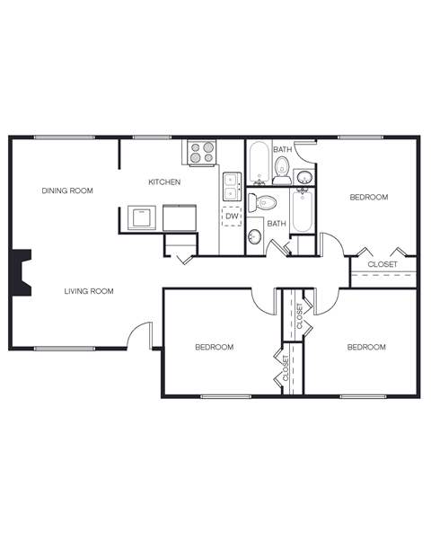 a floor plan of a house with a bedroom and a living room